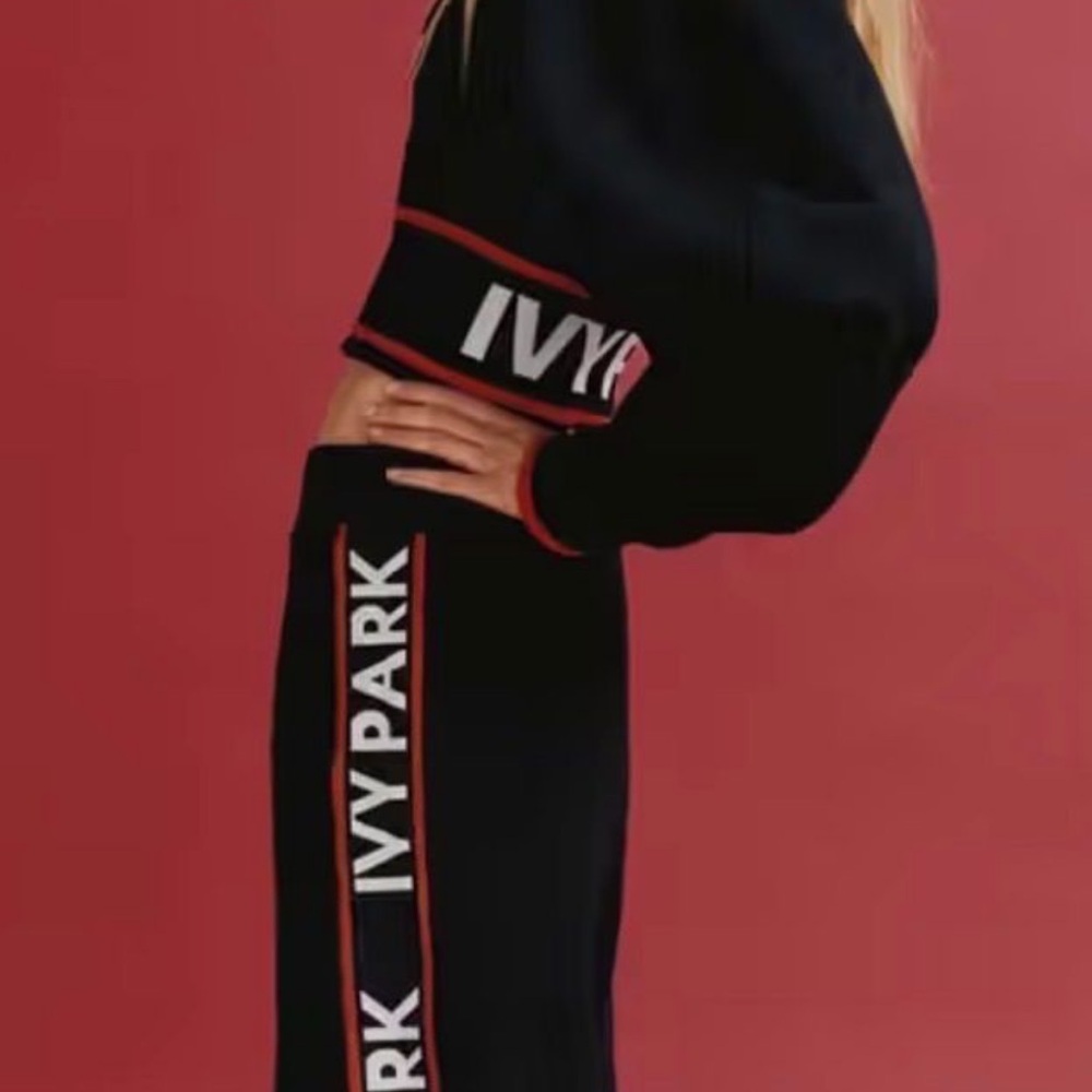 IVY PARK Black Crop Top & Matching Skirt with Red Trim NWOT